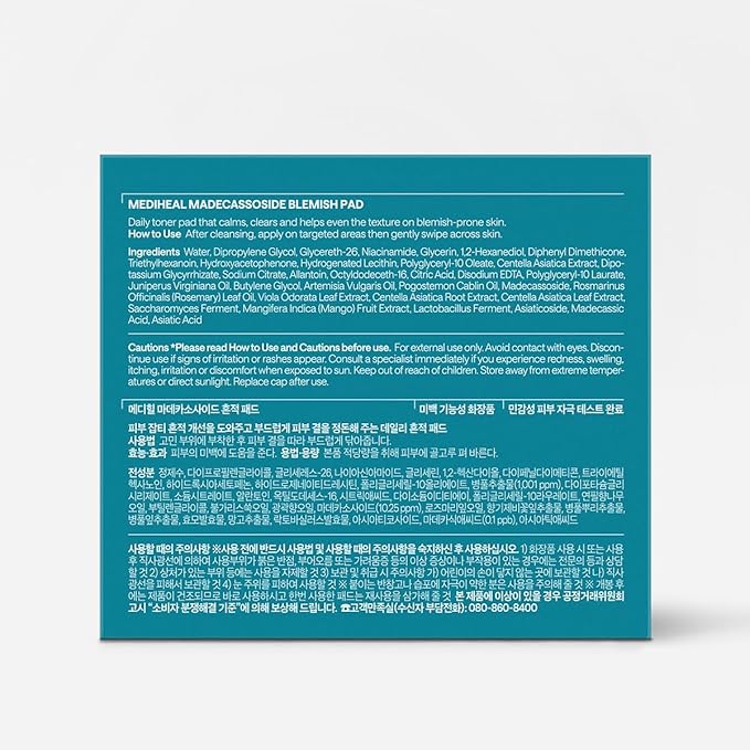MEDIHEAL Toner Pads 100 Count - Madecassoside Blemish Care Toner Pad with Centella Asiatica - Improves Uneven Skin Tone & Deep Hydration - Vegan Hypoallergenic Face Gauze, Korean Skin Care