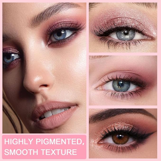 CAKAILA 9 Colors Colorful Eyeshadow Palette Makeup,Rose Gold Brown Nude Purple Matte Shimmer Neutral Eye Shadow Powder Palette,Naturing-Looking Long Lasting Waterproof