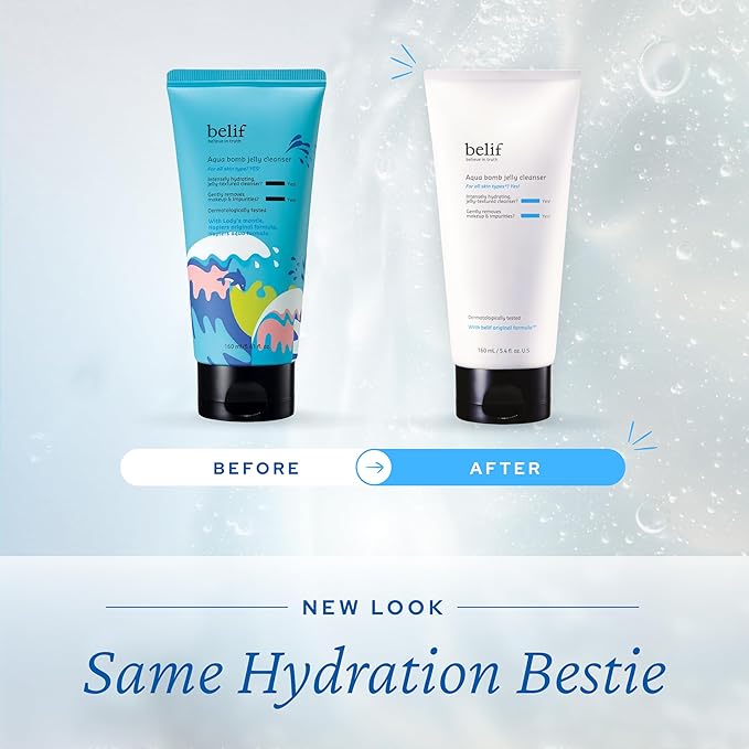 belif Jelly Hydrating Deep Cleanser – Low pH Mild Gel-to-Foam Face Wash for Daily Deep Pore Cleansing, Hydrating and Refreshing for All Skin, Korean Skincare, (5.4 fl.oz., New Formula) (Pack of 2)