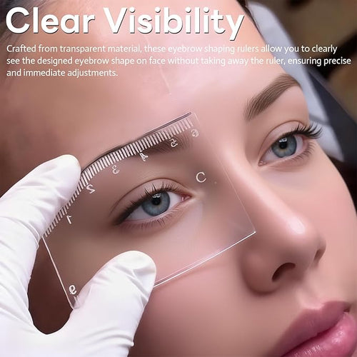 10-Piece Eyebrow Ruler Kit - Eyebrow Designer Ruler, Transparent Mapping Shaper Stencils for Precise Brow Shaping and Positioning