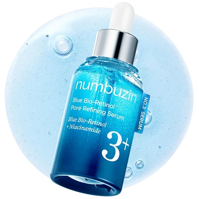 numbuzin No.3 retinol Serum | Blue Bio-Retinol Pore Refining Serum | Retinol Beginner, Tightening, Firming, BHA, Niacinamide, Peptide | 1.01 fl.0z (30ml)
