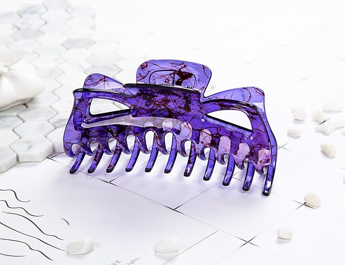 Thick Hair Super Large Clips Crystal Plastic Claw Clamps Hairgrips Clips Accessories for Women, 2 pack. (F)