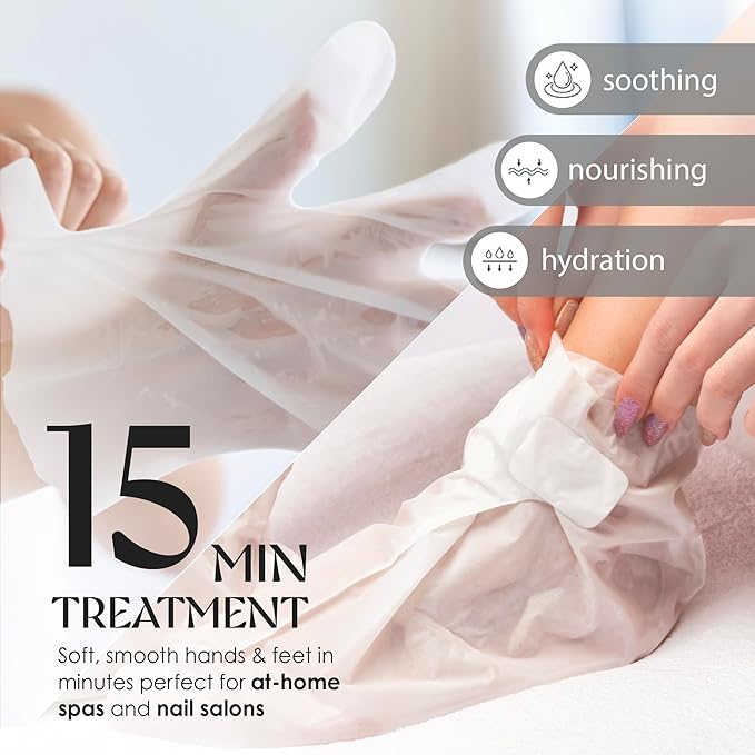 Innerest 12 PK Hand + Foot Mask Set (6 Hand + 6 Foot) Shea Butter Derma Beauty Moisturizing Gloves & Socks for Dry Cracked Hands and Feet, Pedicure Essential Self Care Gifts for Women