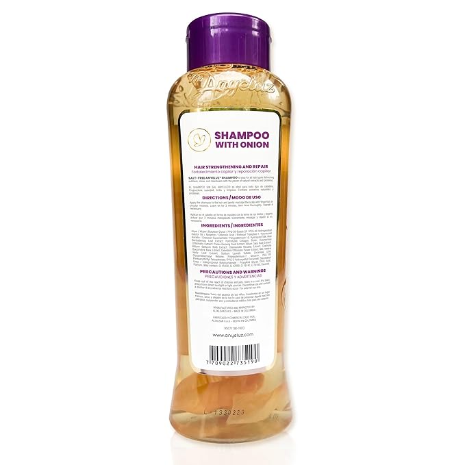 ANYELUZ Onion Shampoo – Natural, Odorless Formula, Reduces Oil, Ideal for All Hair Types, Salt and Paraben Free