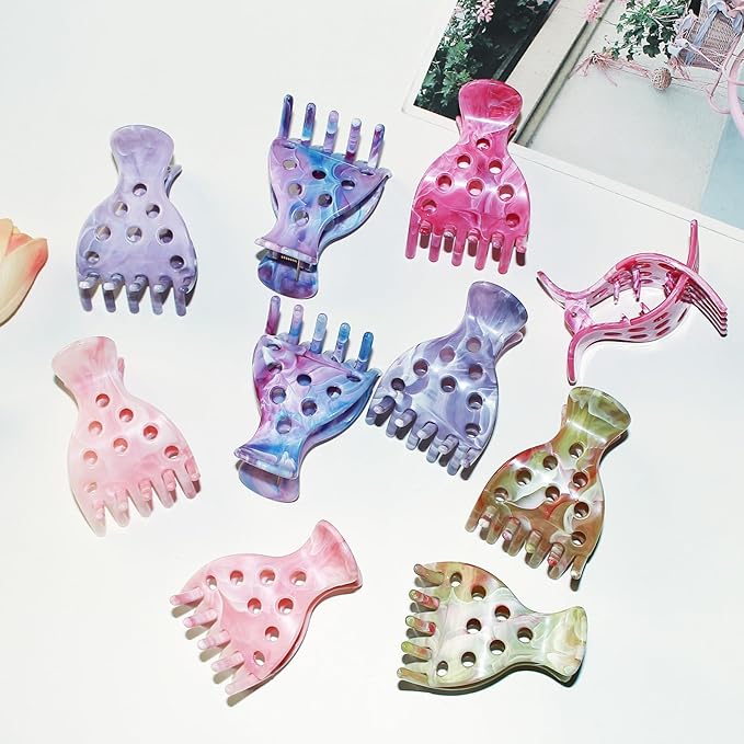 10 PCS Hair Volume Clip for Thick Hair, Root Clips for Curly Hair Volume,Purple Pink Claw Clips for Women Root Lifting for Curl