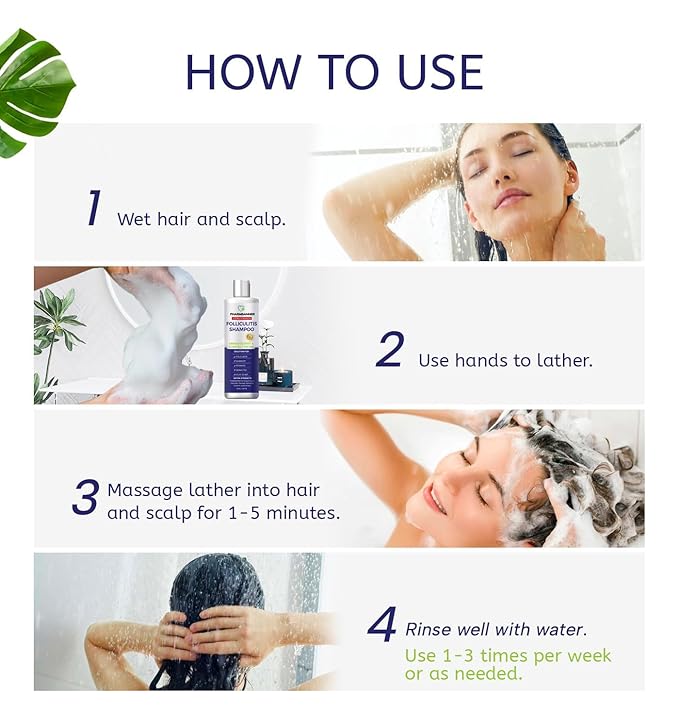 PHARMBANNER Anti-Fungal Shampoo for Folliculitis, Seborrheic Dermatitis, Scalp Psoriasis - Relieves Itchy & Dry Scalp