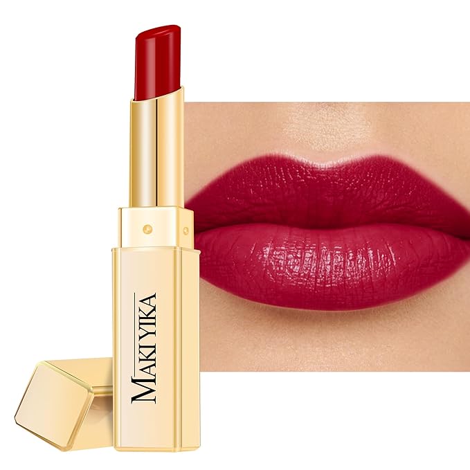 MAKI YIKA Moisture Burgundy Lipstick for Women Hydrate Tinted Lip Balm for Mother's Day Dry Cracked Lips Sheer Lipstick Lip Tinted Glossy Finish,MA061 Red Tone