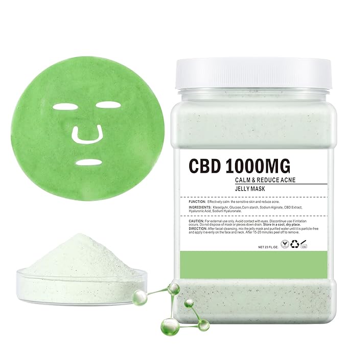 Hydro Jelly Masks for Women Home Spa,Hydrating & Moisturizing Peel-Off Rubber Gel Face Mask Skin Care,Professional Jelly Mask for All Skin Types 23 Fl Oz（CBD）