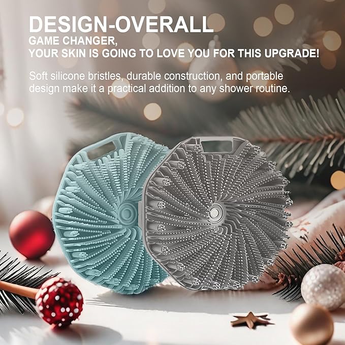 RamPula Silicone Body Scrubber Shower Brush Super-Exfoliating Body Brush & Non-Slip Strap, Loofah Alternative Bath Scrubber for Sensitive/All Skin Types, Gentle Massage & Effective Shower Exfoliation