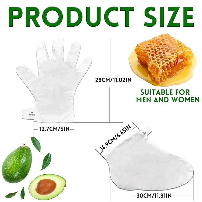Elitzia Foot Mask Hand Mask Avocado Honey Almond Extract Hydrating 10 Packs Gloves Socks Masks Moisturizing Repairing Nourishing Masks Spa Women Dry Cracked Skin Self Care ETMM03