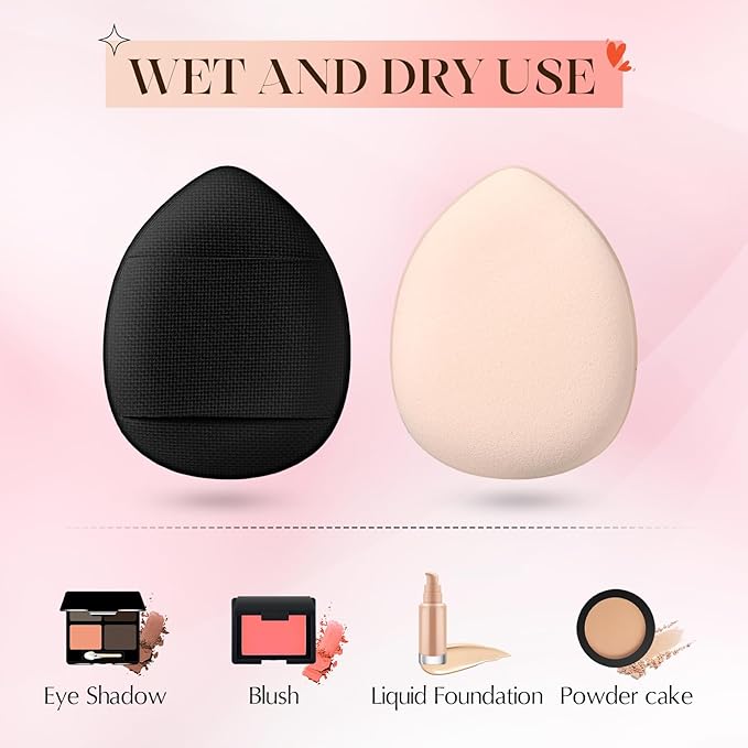 72 Pcs Finger Powder Puff Mini Makeup Sponge Soft Beauty Makeup Blender Puff for Foundation, Face Powder, Under Eye Setting, Concealer, Repair Cream, Cosmetic Tool (Black)
