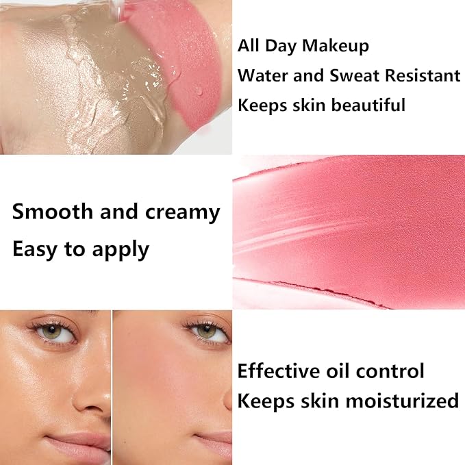 3Pcs Cream Contour Stick Makeup Kit, Shades with Highlighter, Blush and Bronzer Contour Stick for Sculpt the Cheeks, Long Lasting, Waterproof, Matte & Dewy Finish (E)