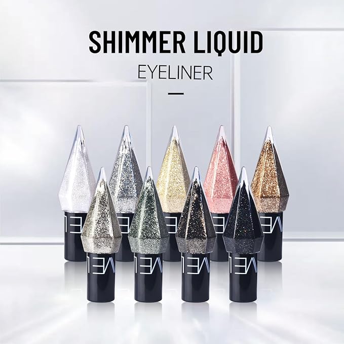 Go Ho Glitter Eyeliner Colorful Set,5 Colors Metallic Shimmer White Silver Brown Diamond Shine Eye Liner,Glitter Eyeshadow,Waterproof Long Lasting Glow Sparkle Eye Makeup