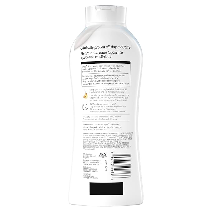 Olay Body Wash for Women, Ultra Moisture, For Extra Dry Skin, 24hr Moisturizing, Hydrating & Refreshing, B3 Vitamin Complex, Free of Parabens & Phthalates, Scented, 22 fl oz