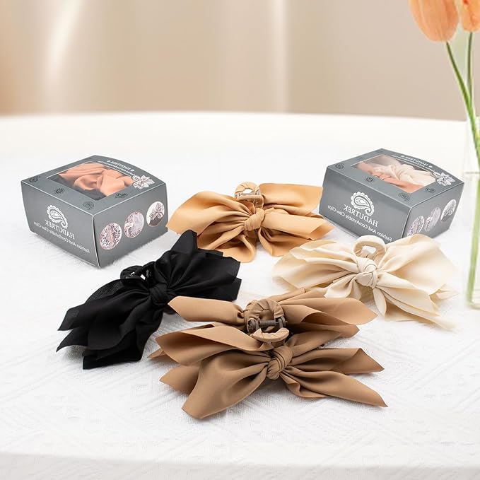 Bow Claw Hair Clips 4PCS Big Hair Bows for Women Butterfly Styling Large Hair Clips for Thin Thick Curly Hair Hair Accessories for Girls Teen Gifts for Ladies