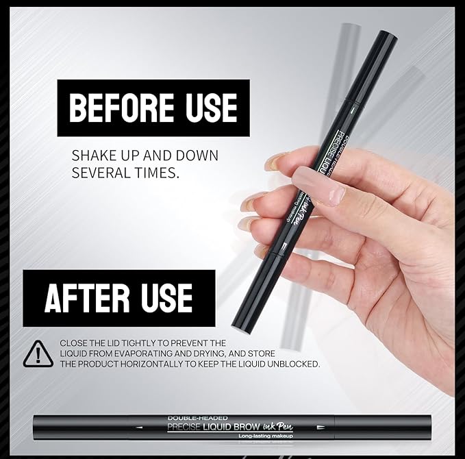 NinjaTiger Eyebrow Pencil Brow Pen - 2-Pack 2-IN-1 Dual-Ended Eye Brow Pencils 2-Fork-Tip Microblading Eyebrow Pen for Women Waterproof Eyebrow Pen with Brow Brushes Light Brown ＆ Brown