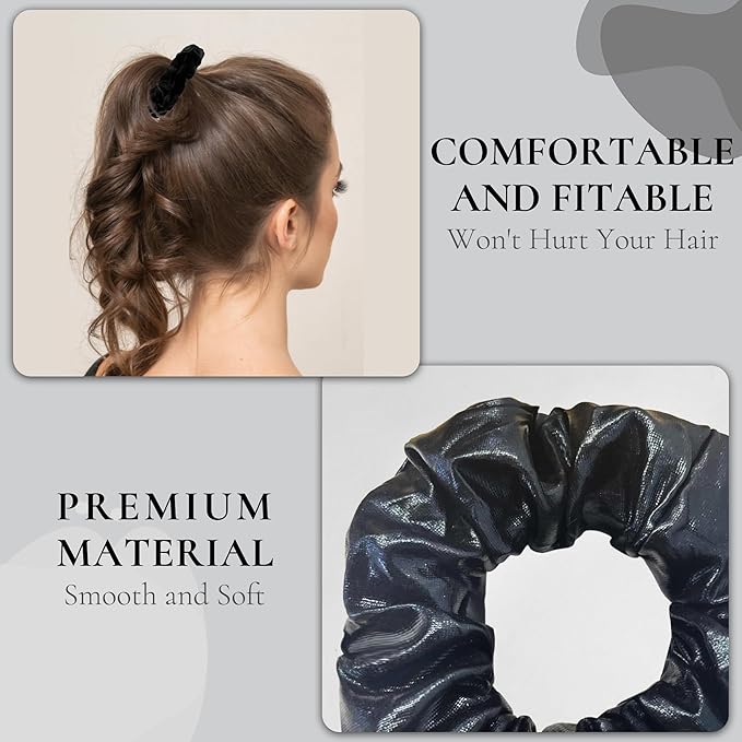 12 Pcs Scrunchies for Women, Shiny Metallic Satin Hair Bands, Bulk Elastic Hair Scrunchie for Thick Hair, Colorful Hair Accessories for Ponytail Holder(Classic Metallic)