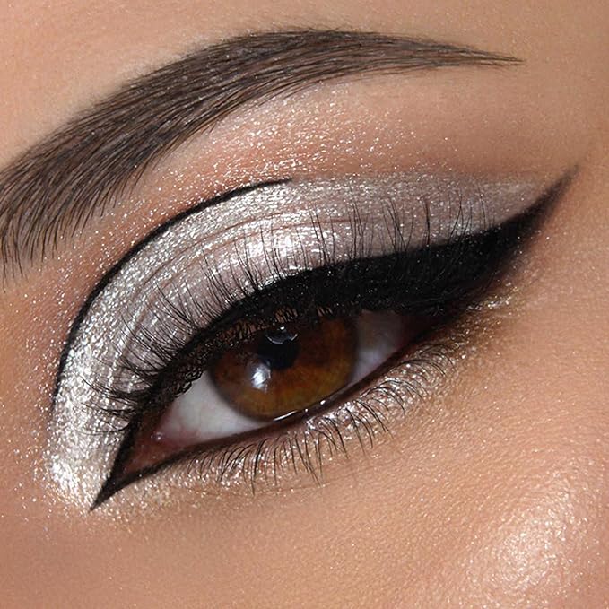 Liquid Eyeshadows, Long-lasting Liquid Glitter-Eyeshadows Colorful Eye Shadows for Eye-Makeup (Silver)