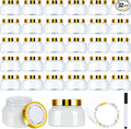 32 Pack 8 oz Plastic Tuscany Jars with Gold Lids, Body Butter Jars Clear Empty Refillable Round Cosmetic Containers with Labels Marker Pens for Creams, Lotions,Sugar Scrubs,Candy,Bath Salt