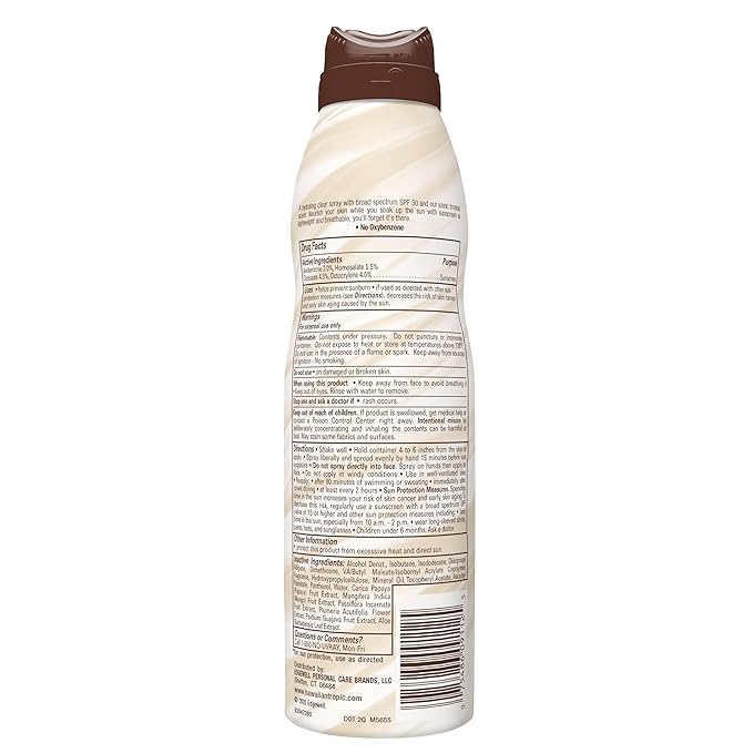 Hawaiian Tropic Weightless Hydration Clear Spray Sunscreen SPF 30, 6 oz | SPF 30 Sunscreen Spray, Sunblock, Oxybenzone Free, 6 oz each Twin Pack