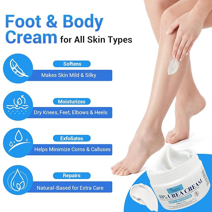 Sagry Urea Cream 40 Percent for Feet Maximum Strength, Foot Cream for Dry Cracked Heels Feet Knees Elbows Hands, Urea 40% Cream for Deep Moisturizes, Callus Remover, Heel Crack Repair