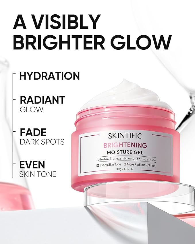SKINTIFIC Niacinamide Brightening Cream, Radiant Glow, Fade Dark Spots, Evens Skin Tone Moisturizer for Oil and Acne-prone Skin, Non-Sticky, 1fl.oz / 30g