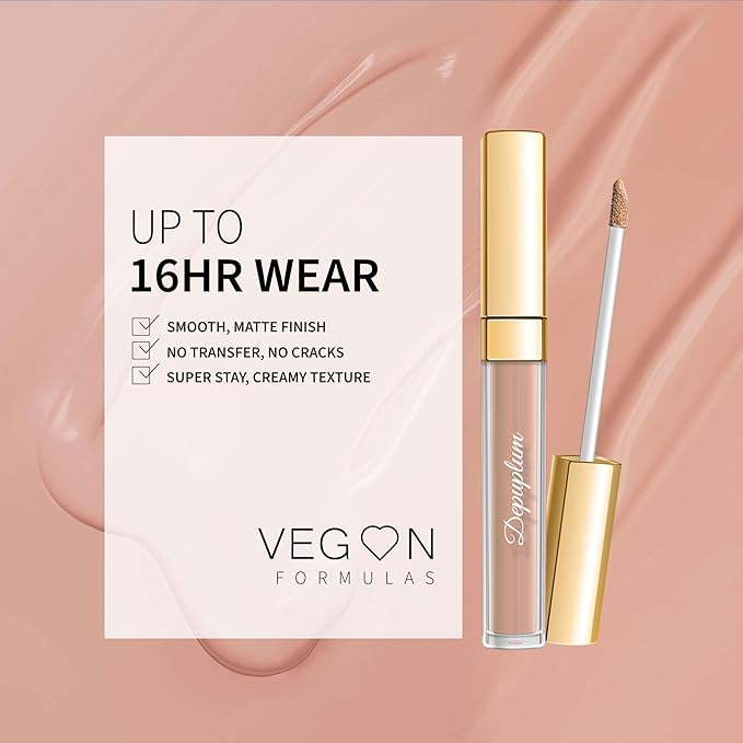 Depuplum Apricot Nude Lipstick Matte for Women Nude Long Lasting Lipstick Smudgeproof Liquid Lipsticks Cruelty Free Lip Makeup for Mother's Day,DM25 LatteNude