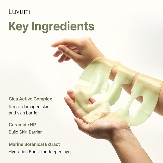 LUVUM Calming Repair Cica Gel Mask, Centella, Overnight Hydrogel Mask, 4+1 Pack