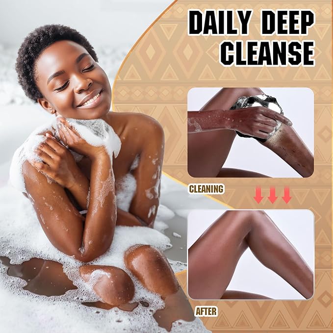 Authentic African Net Sponge - 2 Pieces Deep Clean Exfoliating Sponge - Soft Weave for Gentle Exfoliation, All-Skin-Type Shower Accessory (Black Gray)