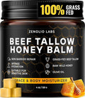 Beef Tallow for Skin Face - Tallow and Honey Balm for Face - Whipped Grass-Fed Moisturizer with Raw Honey & Beeswax - Hydrating Body Cream for Dry, Cracked and Sensitive Skin