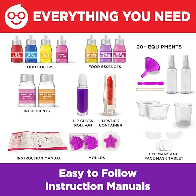 Doctor Jupiter Makeup & DIY Craft Kit for Girls Ages 6+ | Make Your Own Makeup, Perfume, Lip Gloss, Bath Bomb with 50 Beauty Recipes| Birthday Gift Ideas for 6-7-8-9-10-11-12 Year Olds