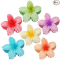 CHANDAT Flower Hair Clips 6 PCS Hawaiian Claw Clips for Vacation Hibiscus Hair Claw Clips Cute Large Hair Clips for Thick and Thin Hair Plumeria Hair Accessories for Women Girls - Hawai