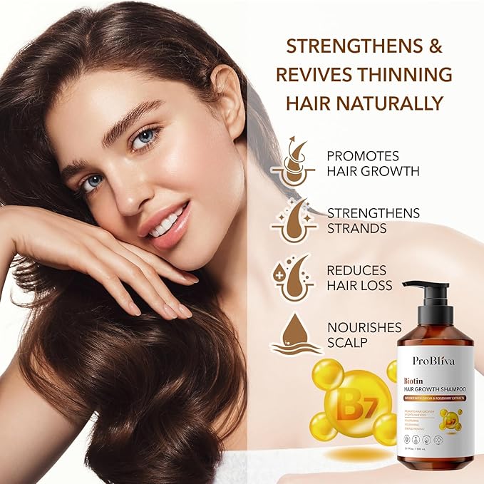 ProBliva Biotin Shampoo and Onion Conditioner Set for Thinning Hair in Adults 30+ – Strengthening Duo Reduces Shedding, Supports Fuller & Stronger Hair – Biotin + Rosemary + Onion Extracts