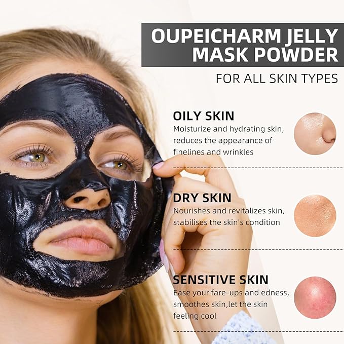 Hydro Jelly Masks for Women Home Spa,Hydrating & Moisturizing Peel-Off Rubber Gel Face Mask Skin Care,Professional Jelly Mask for All Skin Types 23 Fl Oz（Caviar）