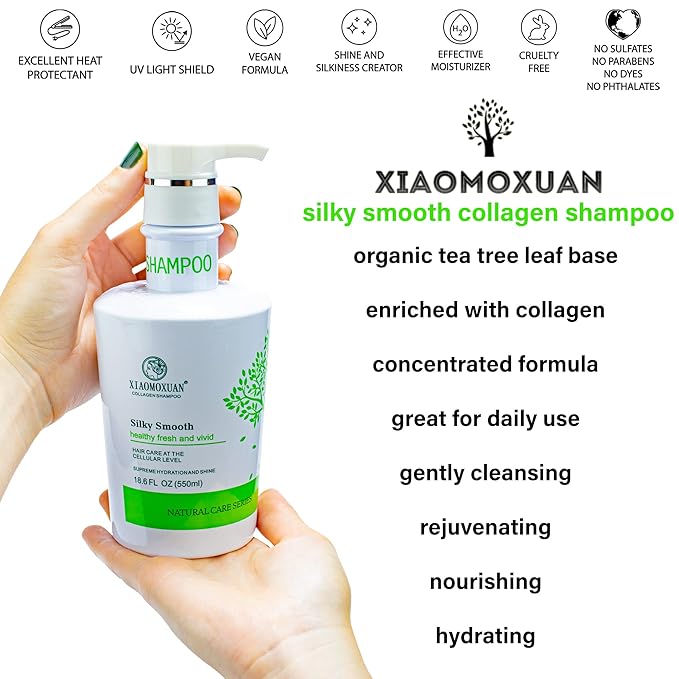 Xiaomoxuan Organic Tea Tree Oil Shampoo - Moisturizing for Dry Hair, Scalp Treatment, Sulfate-Free - Collagen Bond for Oily Scalp and Ends
