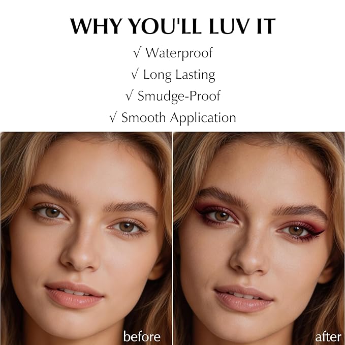 2 PCS Burgundy Plum Eyeliner Pencil, Cream Gel Waterline Eyeliner Smooth Waterproof Smudge-Proof Lasting Bold High-Pigmented Matte Eye Liner Pen Eyeshadow Makeup for Women with Sharpener
