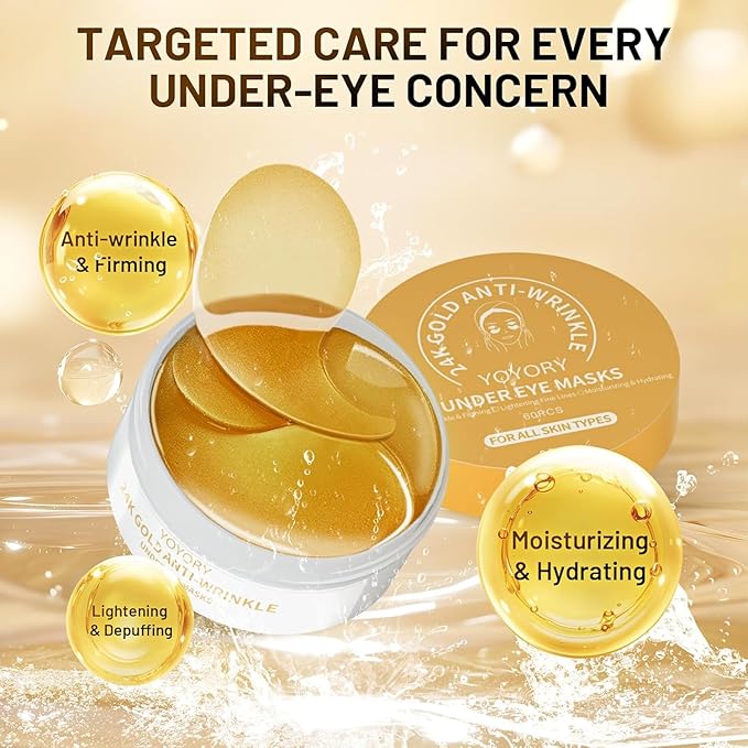 Under Eye Patches Masks - for Dark Circles, Puffy Eyes, Fine Lines, Wrinkles, Eye Bags Treatment with Collagen and Hyaluronic Acid,Anti-Aging & Cooling, Moisturizing (60 Pcs) GOLD2