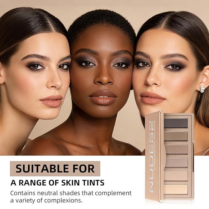 6 Colors Nude Mini Eyeshadow Palette, Smoky Matte Taupe & Brown Neutral Eye Shadows, Highly Pigmented, Long-Lasting, Blendable Formula, Travel Size Eye Makeup Palette with Mirror