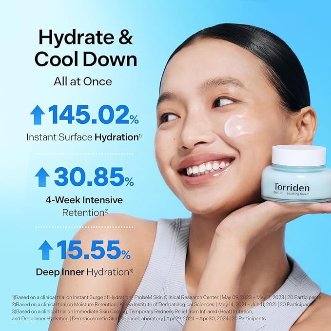 Torriden DIVE IN Hyaluronic Acid Soothing Cream 100ml (3.38 fl. oz) | Revitalizing Facial Moisturizer for Sensitive and Dry Skin | Hyaluronic Acid, Panthenol, Allantoin