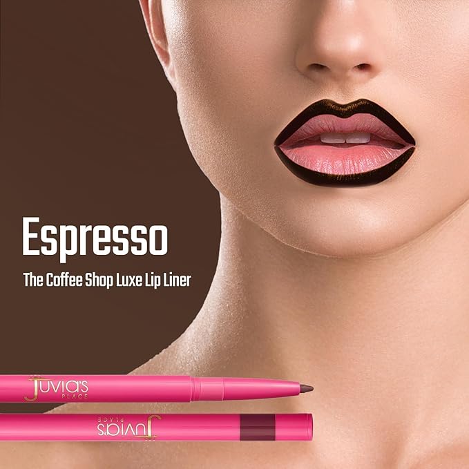 Juvia's Place Coffee Shop Luxe Lip Liner - Espresso - Colorstay Matte Finish Lip Pencil, Makeup for Natural Long Lasting Beauty and Sensational Wear, Lip Stain Kiss Proof Cometics