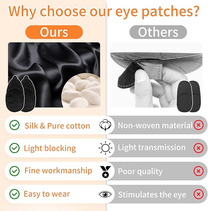 eZAKKA Eye Patches for Adults Kids, Eye Patch for Glasses, Medical Soft Eye Patch for Lazy Eye Amblyopia Strabismus and After Surgery (Black+Black)