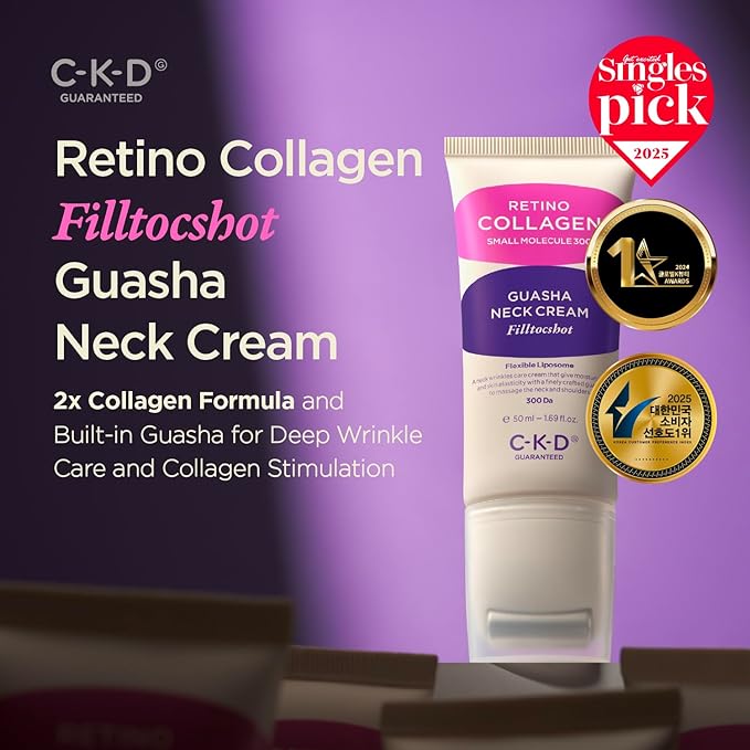 CKD Gua Sha Filltocshot Neck Cream - Advanced Tightening & Firming Neck Moisturizer for Deep Wrinkles, Sagging Skin & Turkey Neck, Powerful Anti-Aging Korean Skincare, 1.69 fl oz