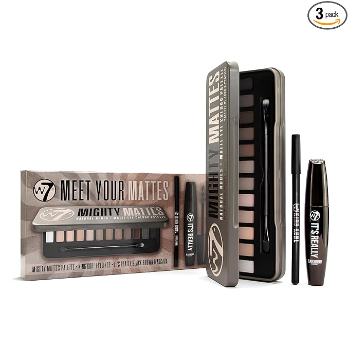 W7 - Meet Your Mattes Gift Set - Eyeshadow, Mascara & Eyeliner Makeup Kit - Perfect, Cruelty Free Makeup Gift Set