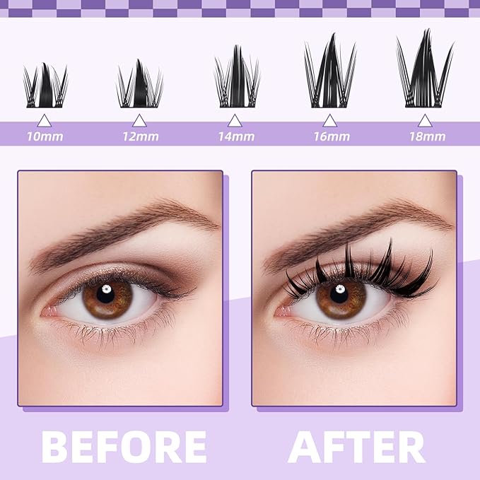 B&Q Manga Lash Clusters Kit Anime Lashes 10-18mm Mixed 120pcs Eyelash Extension Kit Thick Curly Manga Style Feature Spike Eyelash Clusters Perfect Choice for Beginners at Home(KIT-Anime 03)