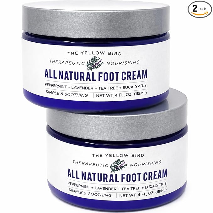 Yellow Bird Foot Cream 2 Pack Bundle - Natural Dry & Itchy Feet Repair Balm. Foot Moisturizer with Organic Ingredients and Essential Oils