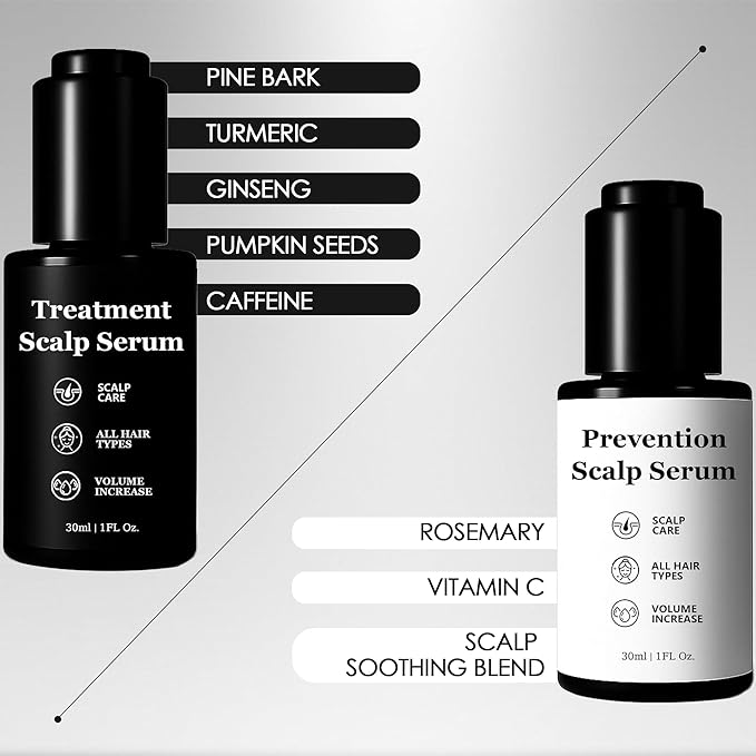 Hair Serum Bundle – Thinning Hair Treatment with Plant-Based Actives, Prevention & Treatment Scalp Serum Bundle for Men & Women, Sulfate-Fre