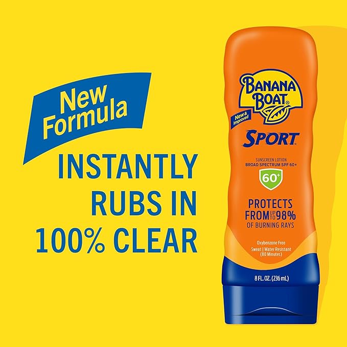 Banana Boat Sport Ultra SPF 60 Sunscreen Lotion, 8Fl Oz | Sport Sunscreen SPF 60 Lotion, Sunblock, Skin Sun Protection, Water Resistant Sun Care, 8Fl Oz