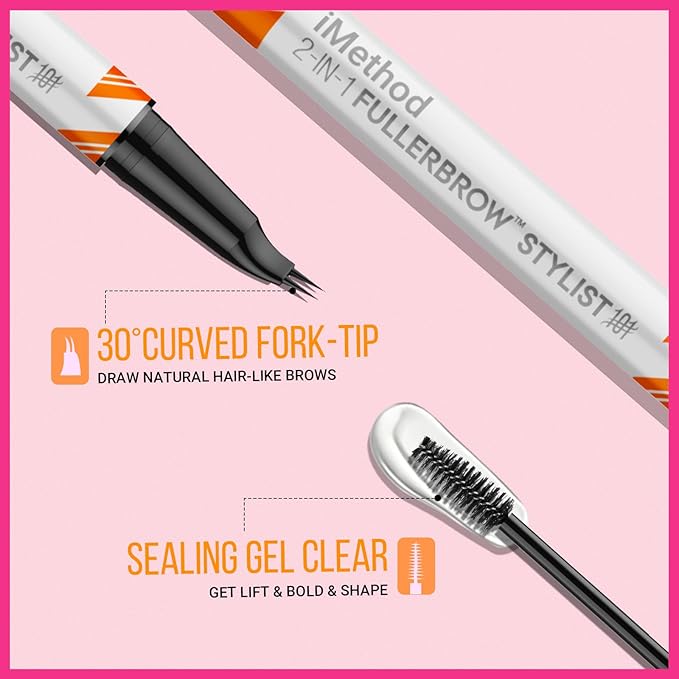 iMethod Curved Eyebrow Pen and Eyebrow Gel - Eyebrow Pencils for Women with Natural Hair Like Strokes, Brow Gel Clear for Soft Full Brows, Waterproof, All-Day Defined, Light Brown