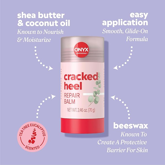 Onyx Professional Cracked Heel Repair Balm Stick, Tea Tree Eucalyptus Scent, 2 Pack - Dry Heels Dry Cracked Feet Treatment, Moisturizing Heel Balm Rolls On, No Mess Like Foot Cream or Foot Lotion