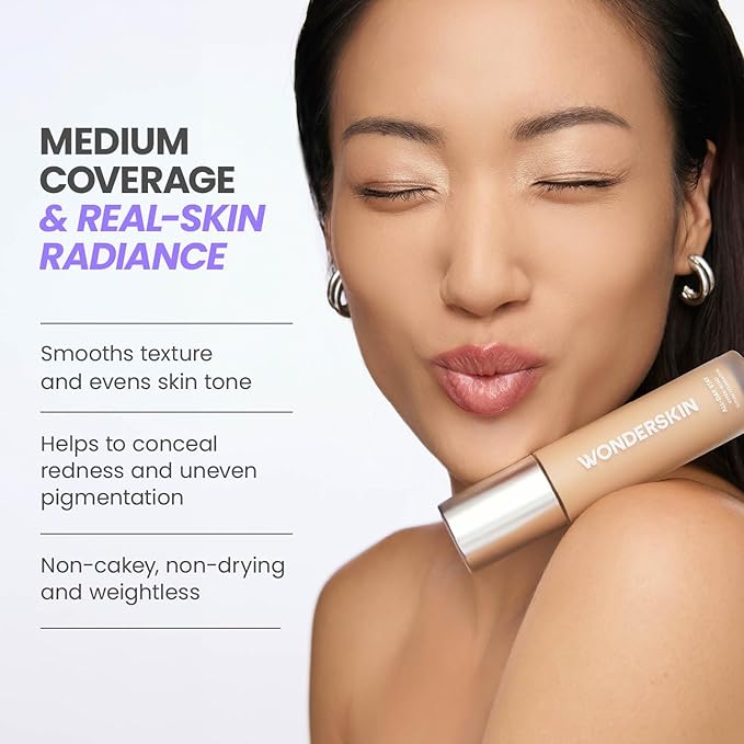 Wonderskin Hyper Bond All-Day Stay Serum Foundation – Waterproof, Transfer-Proof, 24HR Longwear Face Makeup with Niacinamide & Hyaluronic Acid – Lightweight, Natural Finish (Dream)